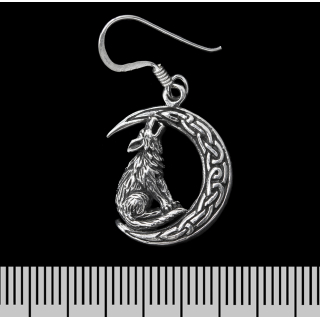 Howling Wolf (Crescent) (925 Silver) Earring-Hook