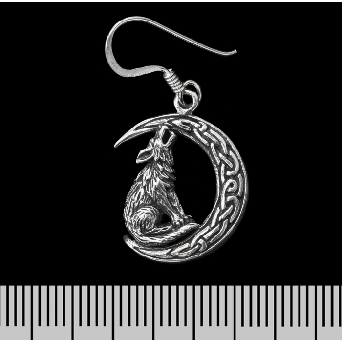 Howling Wolf (Crescent) (925 Silver) Earring-Hook