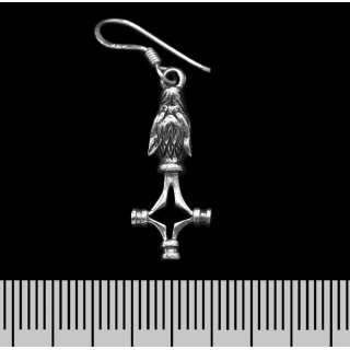 Cross with a Wolf's Head (925 Silver) Earring-Hook