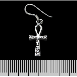 Ankh with a Pattern (925 Silver) Earring-Hook