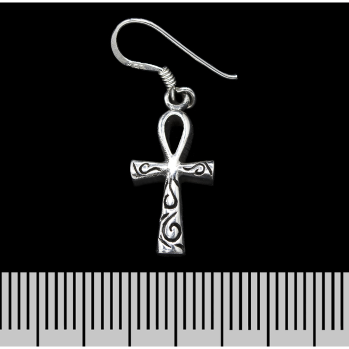 Ankh with a Pattern (925 Silver) Earring-Hook