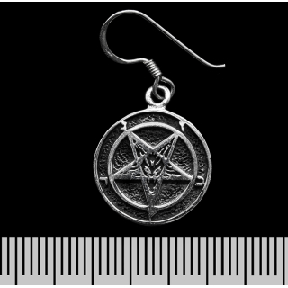 Inverted Pentagram with a Goat (925 Silver) Earring-Hook