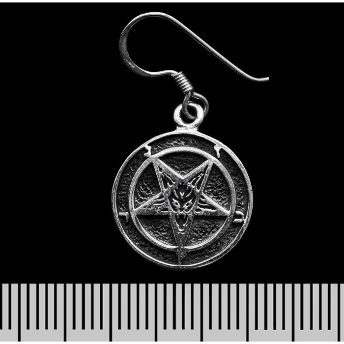Inverted Pentagram with a Goat (925 Silver) Earring-Hook