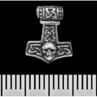 Thor's Hammer (Skull) (925 Silver) (st-034) Earring-Hook