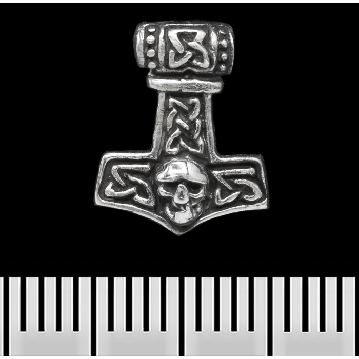 Thor's Hammer (Skull) (925 Silver) (st-034) Earring-Hook