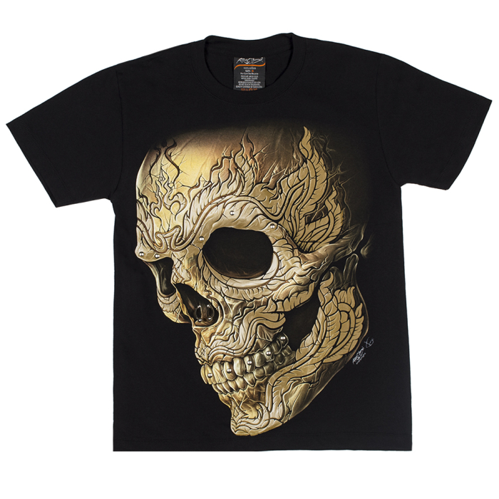 Skull with Carved Patterns (3D, Glowing in the Dark) T-Shirt Skull with Carved Patterns (3D, Glowing in the Dark) T-Shirt
