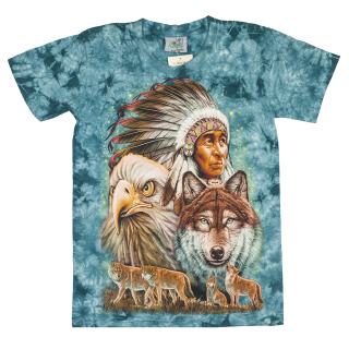 Indian Chief with Eagle and Wolves T-Shirt