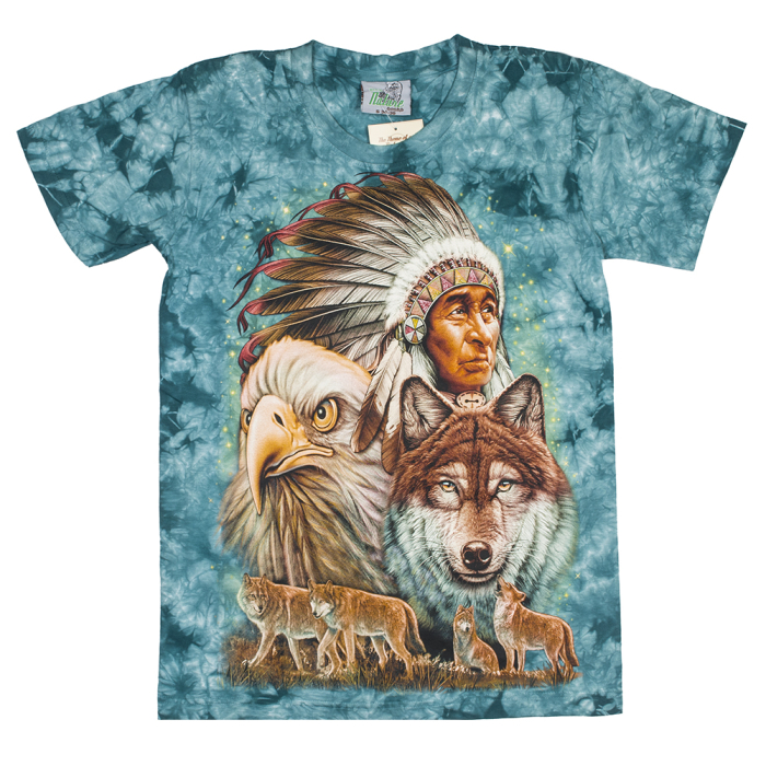 Indian Chief with Eagle and Wolves T-Shirt