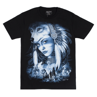 Girl and Wolves (Glowing in the Dark) T-Shirt