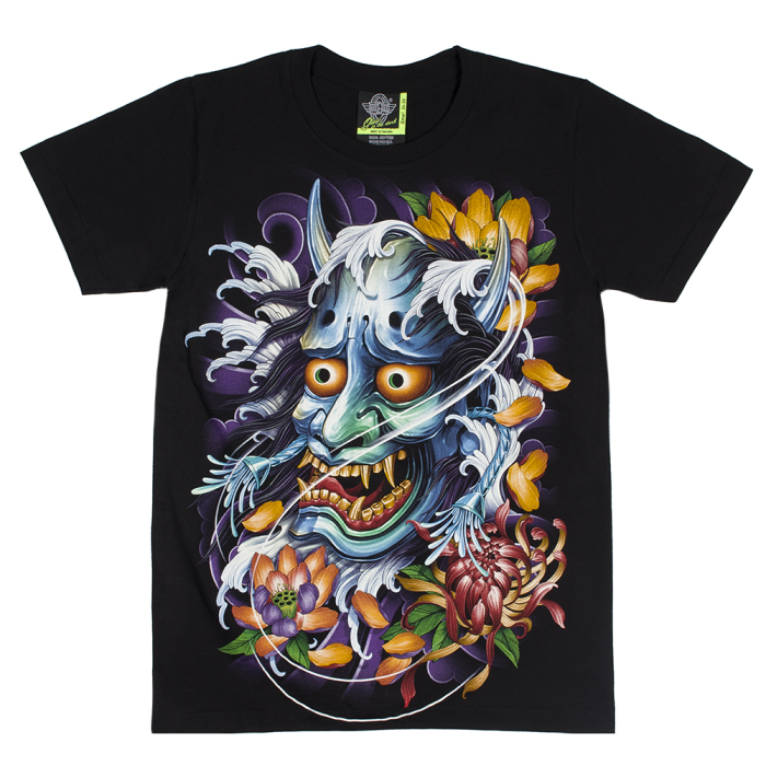 Japanese Demon Among Flowers (Glows in the Dark) T-Shirt