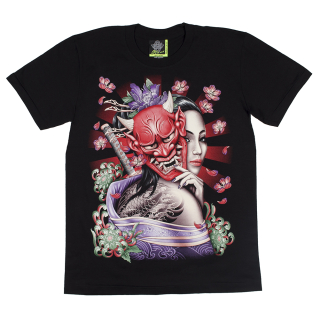 Girl with a Demon Mask (Glowing in the Dark) T-Shirt