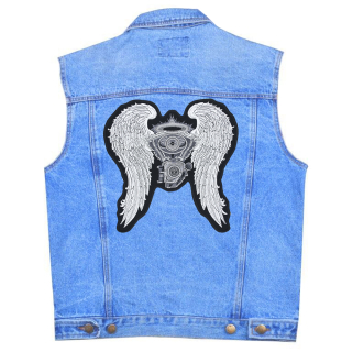 Motor with Angel Wings Back Embroidered Patch