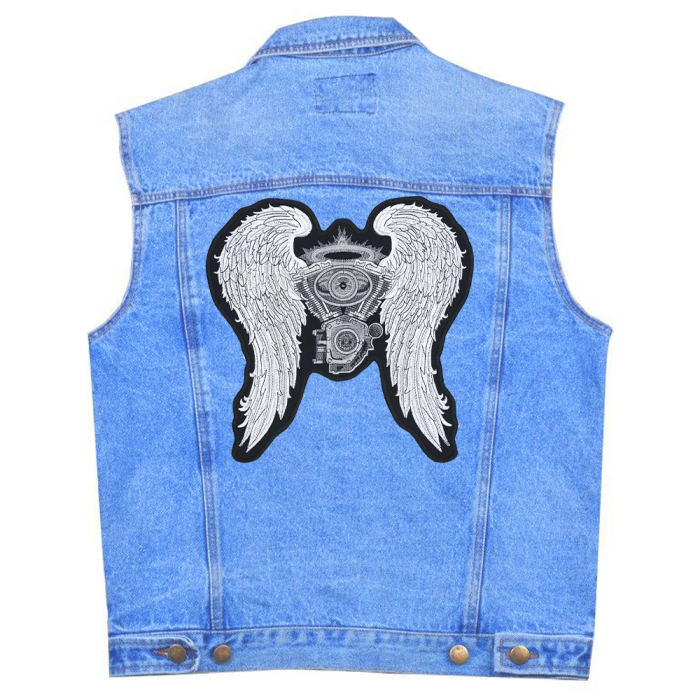 Motor with Angel Wings Back Embroidered Patch