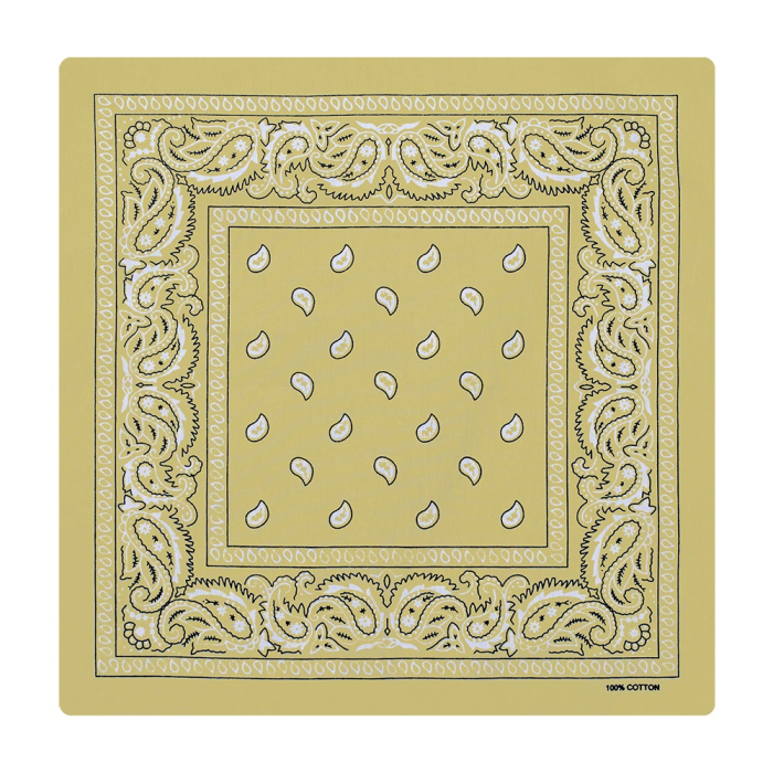 White and Black Paisley on a Beige Background Bandana