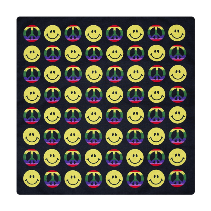 Smileys and Pacific on a Black Background Bandana