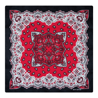 White and Red Turkish Pattern on a Black Background Bandana