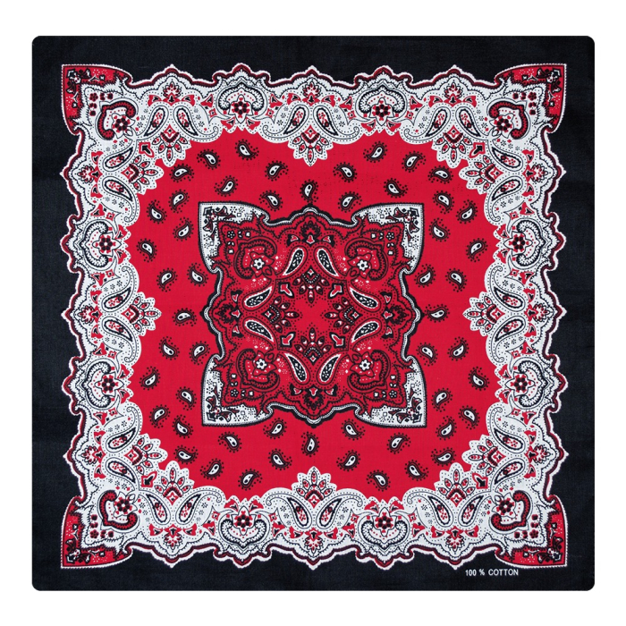 White and Red Turkish Pattern on a Black Background Bandana White and Red Turkish Pattern on a Black Background Bandana
