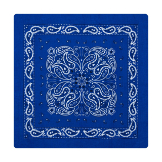 Big White and Black Paisley on a Blue Background Bandana