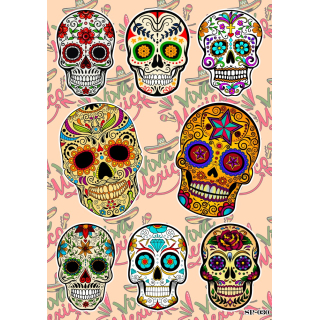 Mexican Style Calavera Skulls SP-030 Sticker Pack