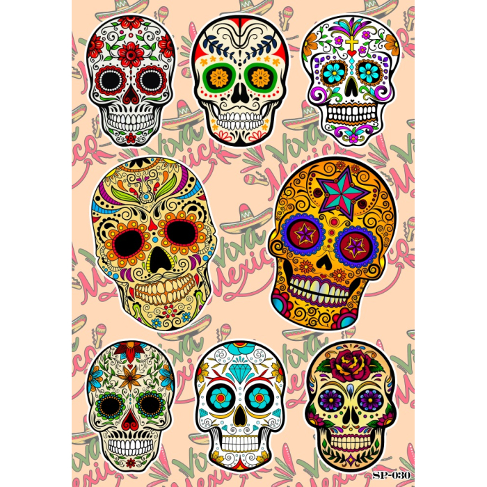 Mexican Style Calavera Skulls SP-030 Sticker Pack