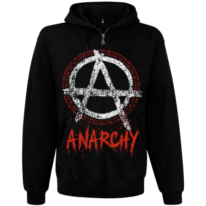 Anarchy "Fuck the System" Kangaroo Pocket Hoodie with a Zipper