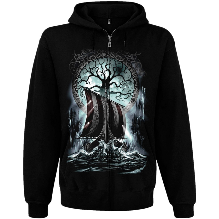 Drakkar (Tree of Life) Kangaroo Pocket Hoodie with a Zipper