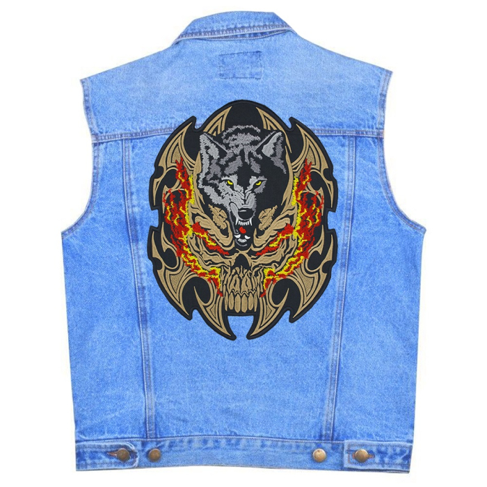 Wolf (Fiery Skull) Back Embroidered Patch