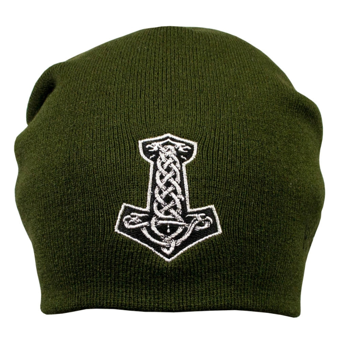 Thor's Hammer (Runes) Olive Hat with Embroidery