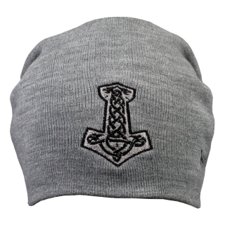 Thor's Hammer (Runes) Gray Hat with Embroidery