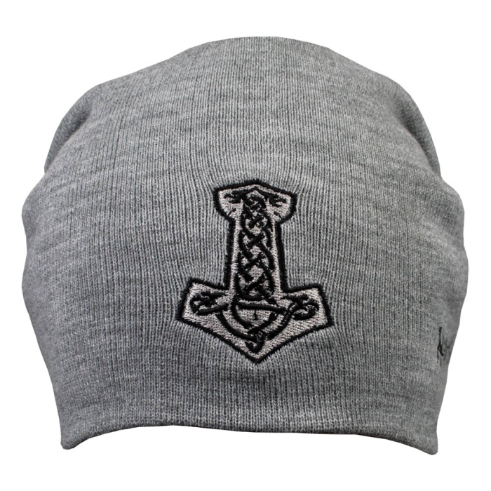 Thor's Hammer (Runes) Gray Hat with Embroidery