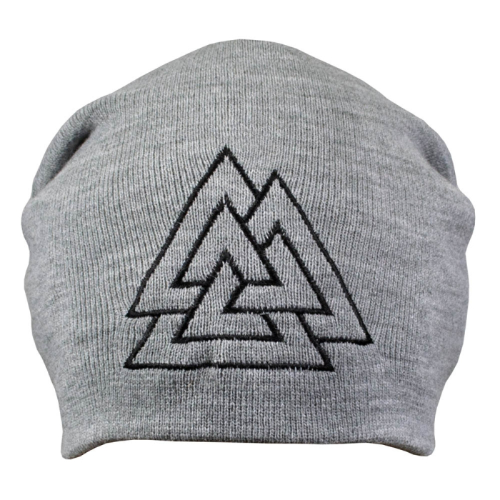 Valknut (Big Symbol) Gray Hat with Embroidery