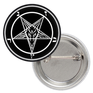 Pentagram with a Goat (Black Background) Badge