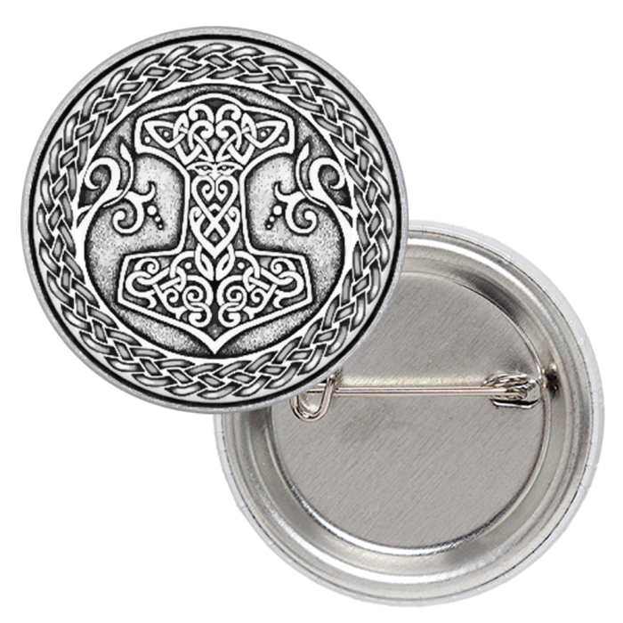 Thor's Hammer in a Wicker Circle Badge