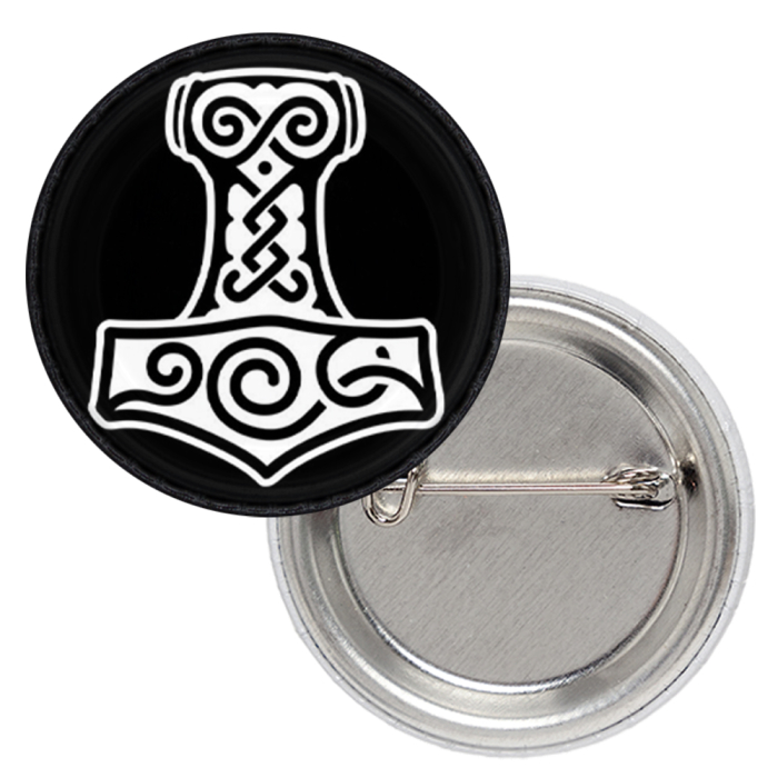 Thor's Hammer (Black Background) Badge