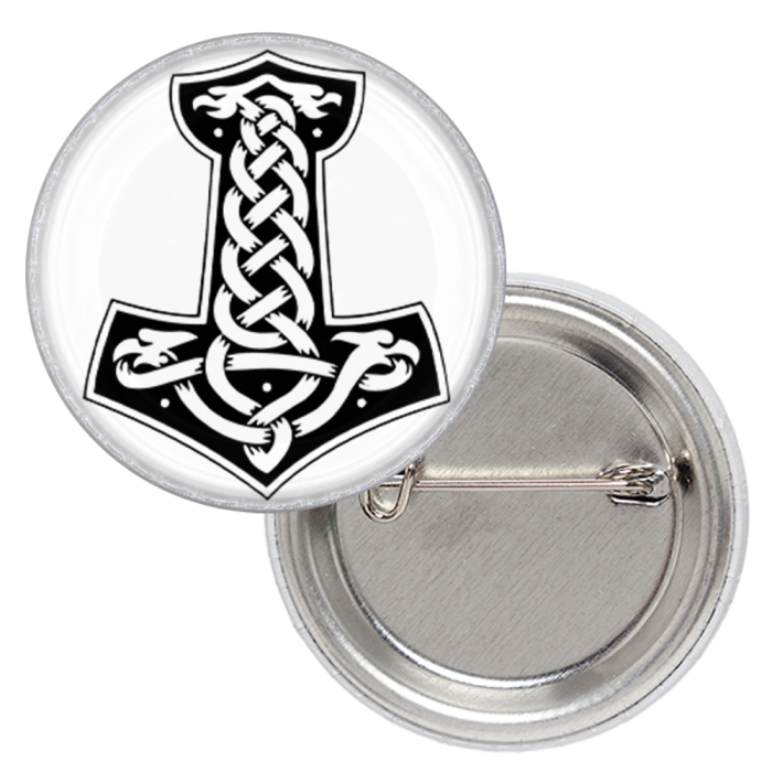 Thor's Hammer (White Background) Badge