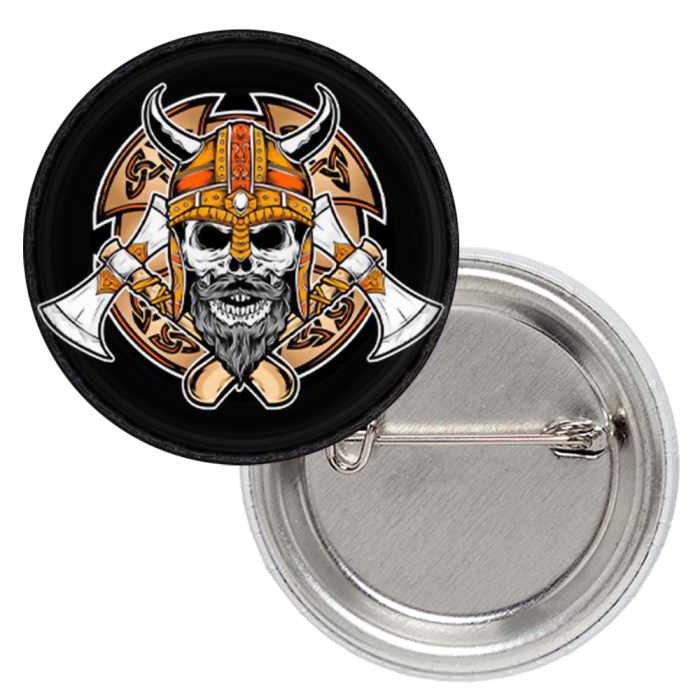 Viking Skull with Axes Badge