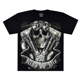 Ride Or Die (Skull and Motor) (Glows in the Dark) T-Shirt