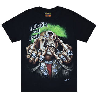 Punk's Not Dead (Skeleton with a Green Mohawk) Glows in the Dark T-Shirt