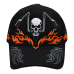 Motorcycle Skull (Orange Flame) Embroidered Baseball Cap