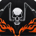 Motorcycle Skull (Orange Flame) Embroidered Baseball Cap