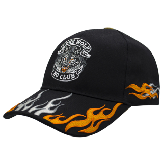 Lone Wolf, No Club (Orange) Embroidered Baseball Cap