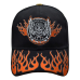 Born To Ride (Orange Flame, Skull and Wings) Embroidered Baseball Cap