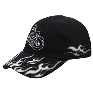 Motorcycle (White, Black) Embroidered Baseball Cap