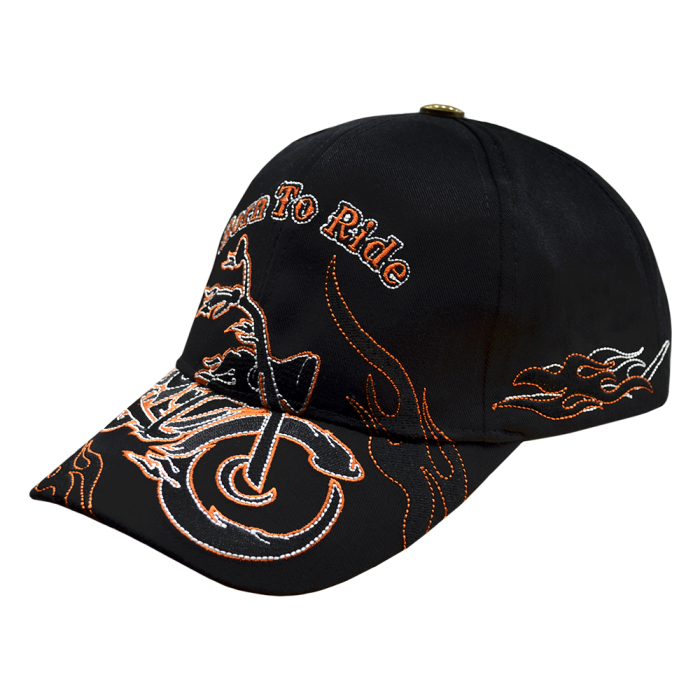 Born To Ride (Motorcycles, Orange) Embroidered Baseball Cap