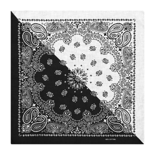 Two-color Double Paisley on White and Black Background Bandana