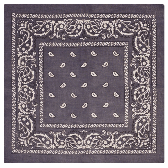 White and Black Paisley on the background of Wet Asphalt Bandana
