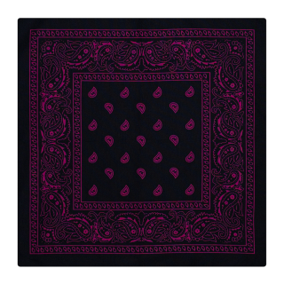 Pink Paisley on Black Background Bandana
