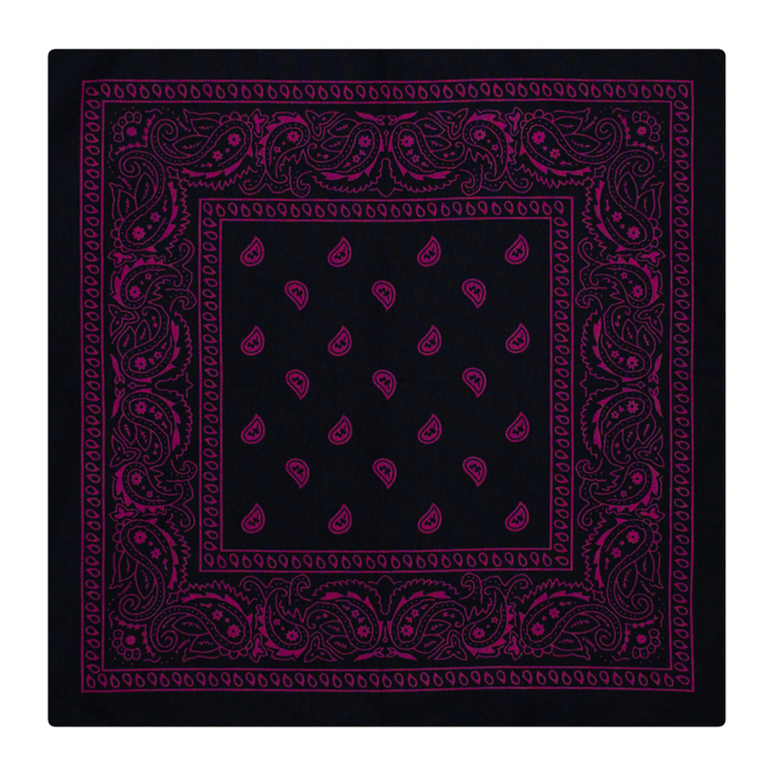 Pink Paisley on Black Background Bandana
