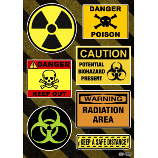 Warning radiation, biohazard, poison SP-099 Sticker Pack