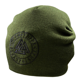  Valknut in Runic Circle, Olive Hat with Embroidery